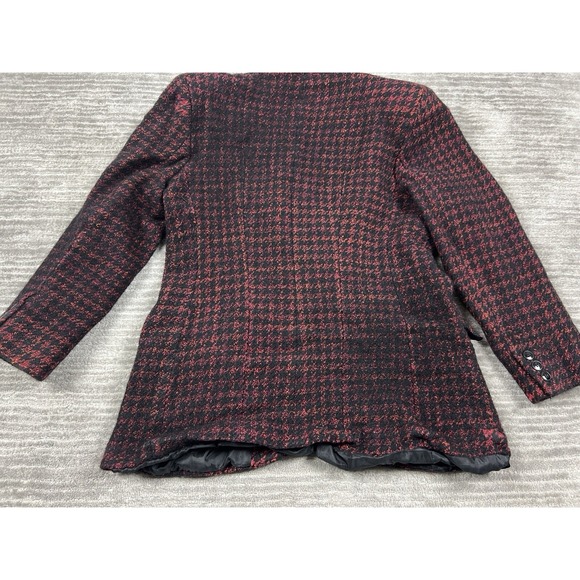 Liz Claiborne Collection Blazer Medium Womens Red Black Houndstooth Wool‎ Blend - Picture 9 of 10